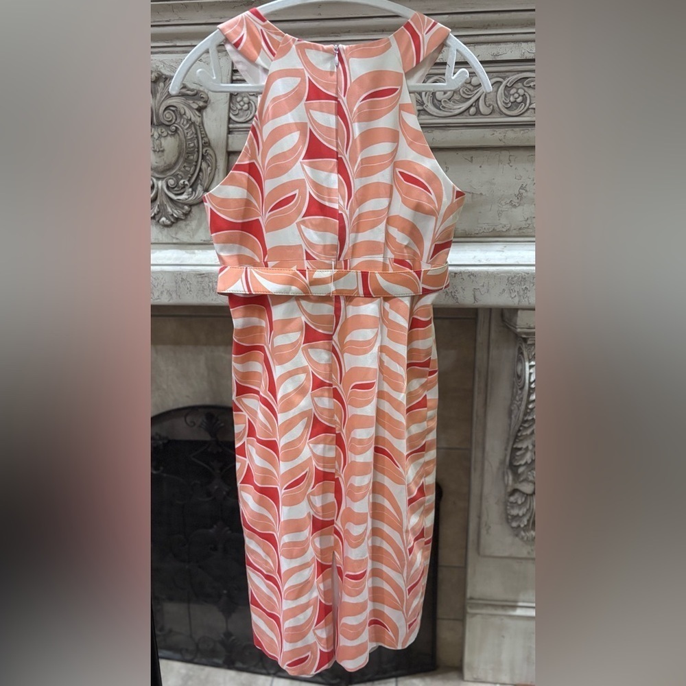 David Meister Retro 60’s 70’s Geomtric Print Belted Sleeveless Dress Size 8 - Picture 4 of 16